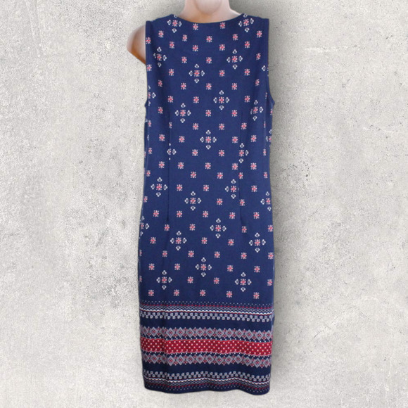 TALBOTS Shift Dress V-neck 100% Cotton in Navy Blue Women's Medium Petite - Picture 6 of 10